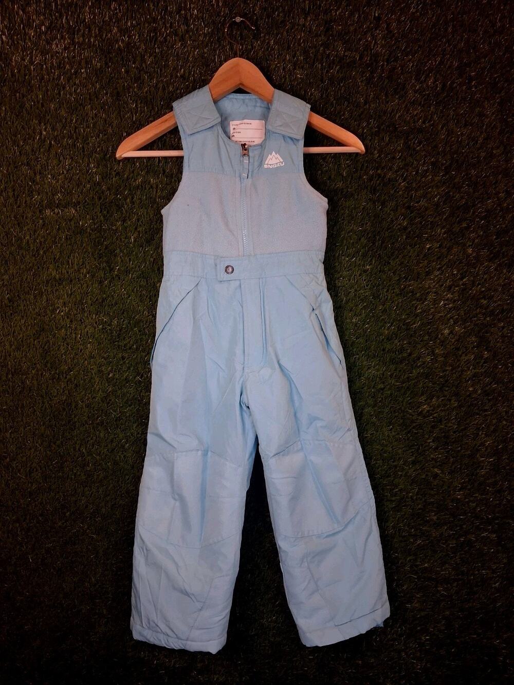 Snozu Toddler Kids Snow Bibs Size 5 Light Blue Insulated Ski Pants Fleece Lined